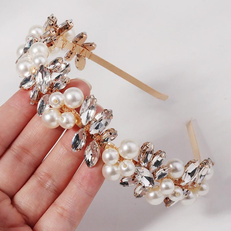 Elegant Vintage Bridal Hair Hoop With Pearl Vine Motif Handmade Crystal Beaded Headpiece Wedding Party