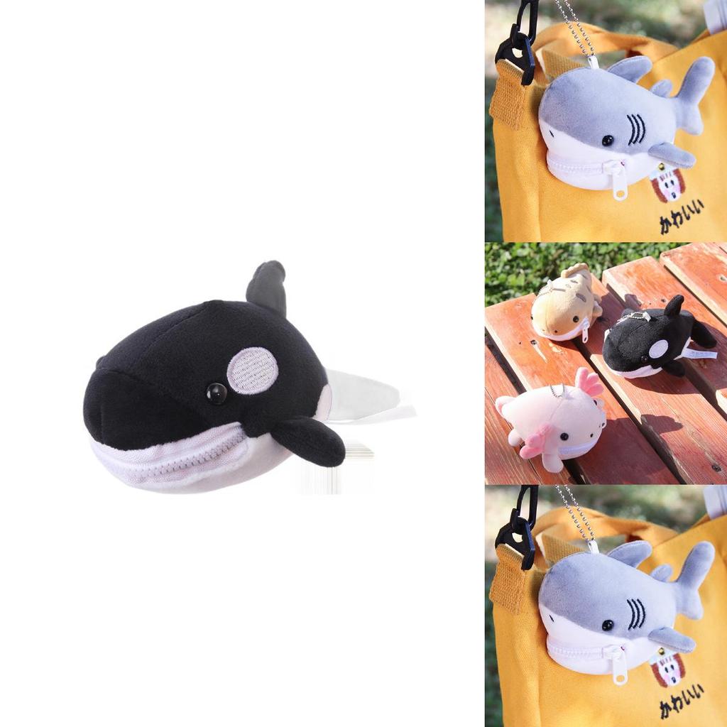 Cute Shark Blue Whale Orcinus Orca Plush Doll Pendant Wallet For Kids Gift And Accessories