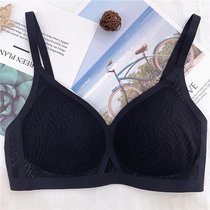 Latex cotton thin fixed cup breathable no steel ring no trace boneless sleep bra cover underwear women
