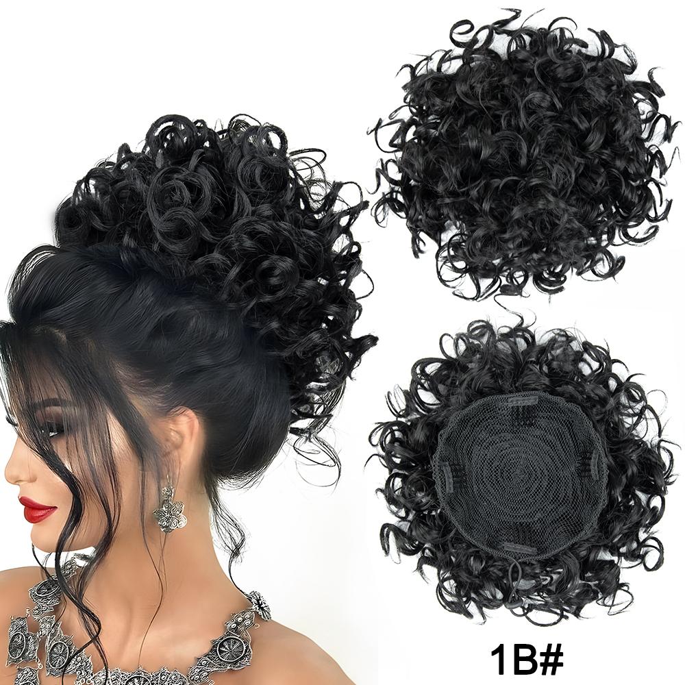 Большие вьющиеся булочки для волос, эластичный шнурок, вьющиеся грязные булочки для наращивания волос, короткие синтетические хвостики для наращивания для женщин