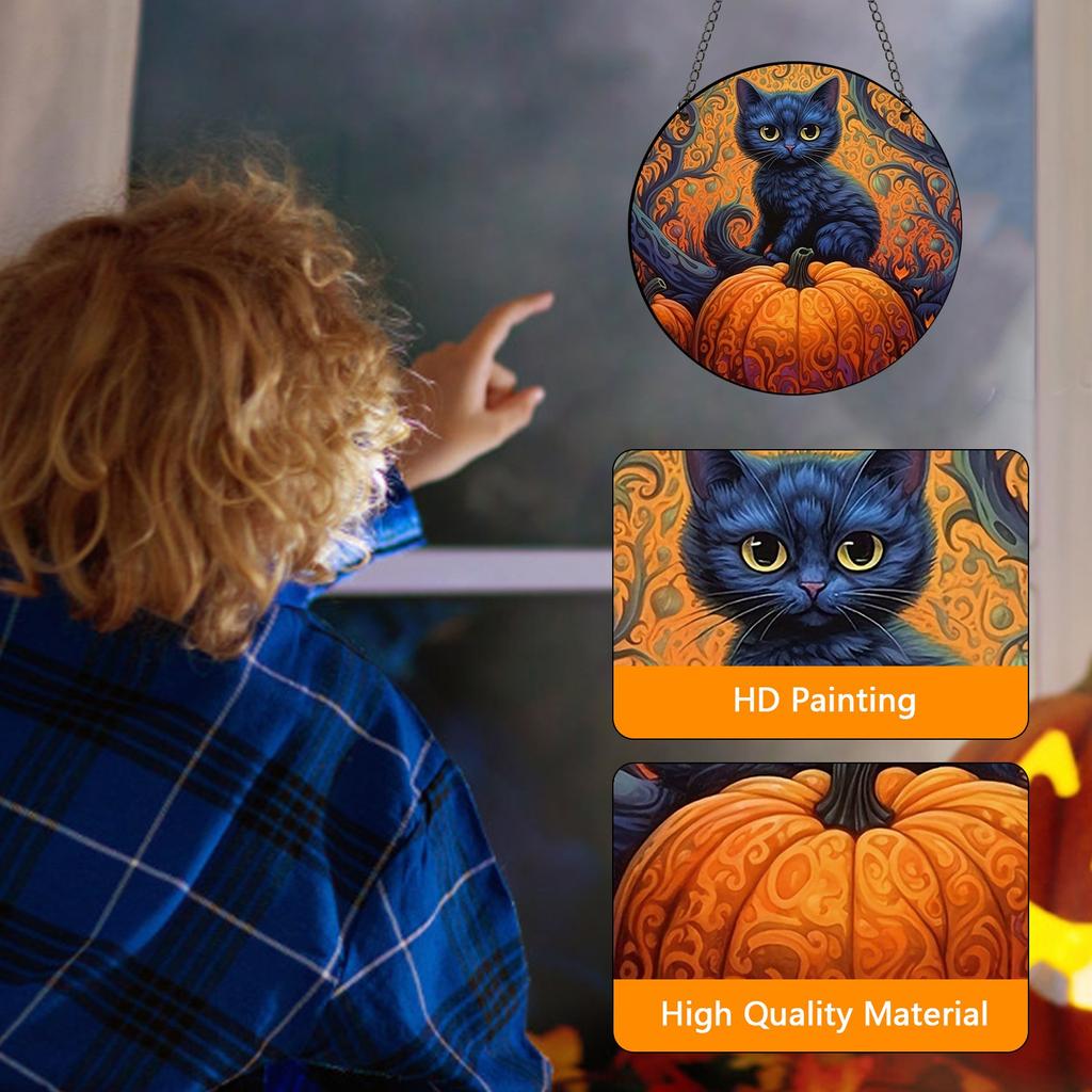 2D Holiday Pendants Halloween Acrylic Stained Glass Window Decorations Garden Decorations Home Porch Decorations