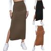 Women's Split Rib Knit Bodycon Skirt High Waist Pencil Skirt Hip Wrapped Slim Fit Long Skirt Office Lady Skirt Workwear
