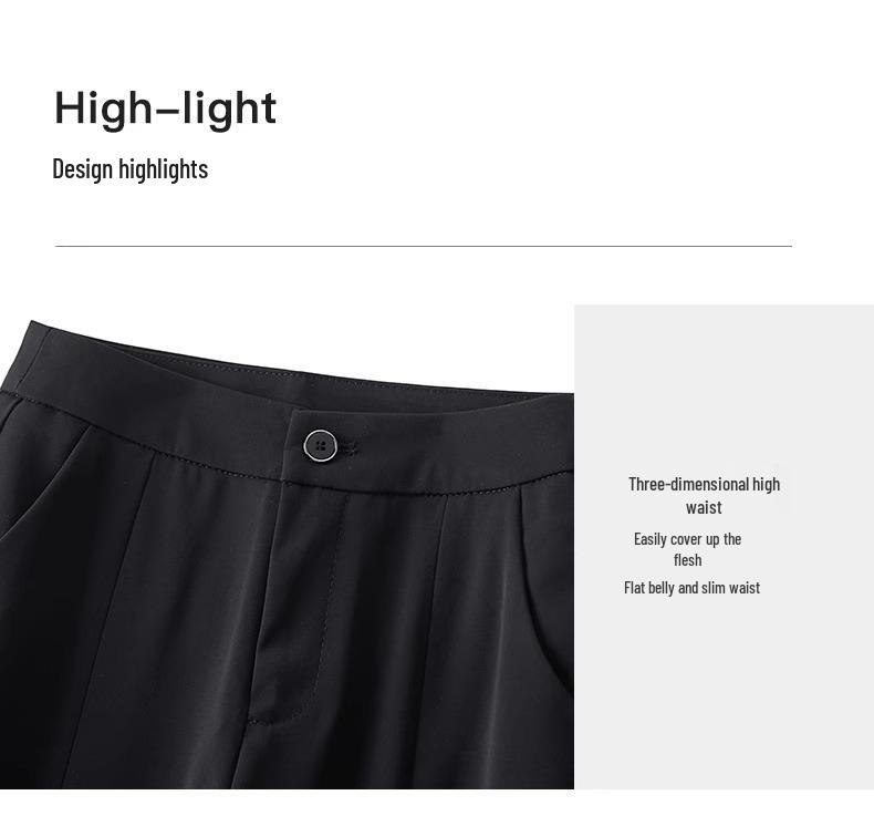 Women's Black High-Waist Flare Pants with Slit - New 2025 Spring/Autumn Slimming Style