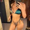 Леопардовый купальник бикини халтер из сатина с вставками, женский купальник, женский купальный костюм, комплект бикини из двух частей, купальник для купания