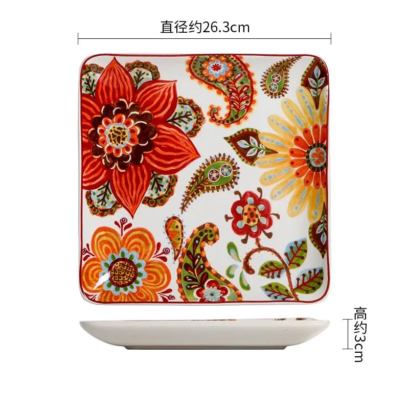 Творческий стиль керамики Тарелки Ретро Ресторан Салат Паста Тарелка Вкусные блюда Большие суповые миски Бытовая посуда