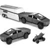 Металлические модели игрушечных грузовиков Cybertruck со светом и звуком, 1/32, игрушки для кемпинга, для мальчиков, девочек, женщин, взрослых, от 3 лет (Серый1)