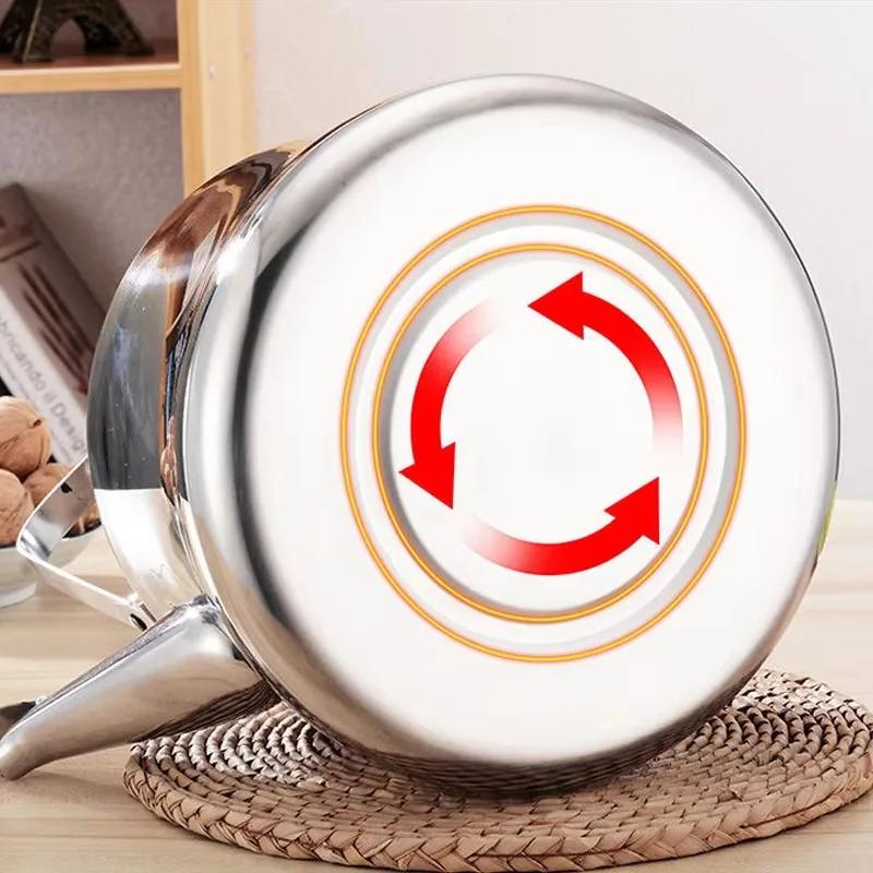 Чайник со свистком, домашний чайник из нержавеющей стали для индукционных плит, газовых плит, походный чайник, большой емкости, для кипячения воды