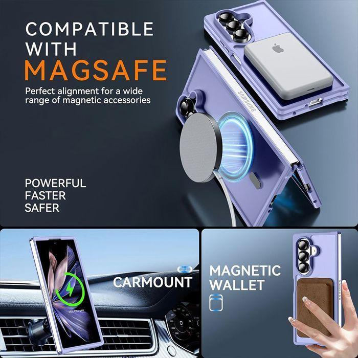 Coque pour Samsung Galaxy Z Fold 8 Ultra, avec Cercle Magnétique - Violet Translucide - 2 Verres Trempés