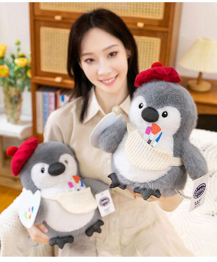 Adorable Penguin Chef Plush Holding Fish - Stuffed Toy & Gift