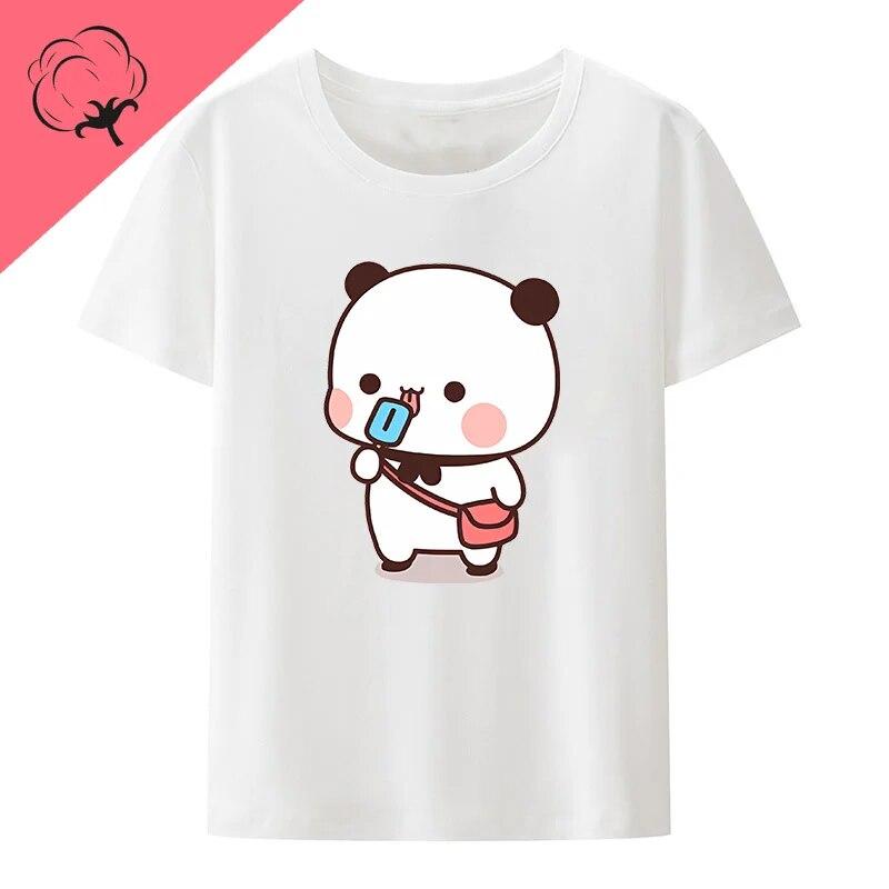 Милый Бубу бросает шлепанцы в Дуду, так как он дразнит Бубу Футболки с медведем Футболка Kawaii WoУнисекс Одежда Топы унисекс Футболки с рисунком