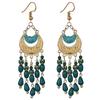 Bohemian Rice Bead Fringed Earrings Exaggerated Long Ear Hooks Fashion Ethnic Crescent Earrings