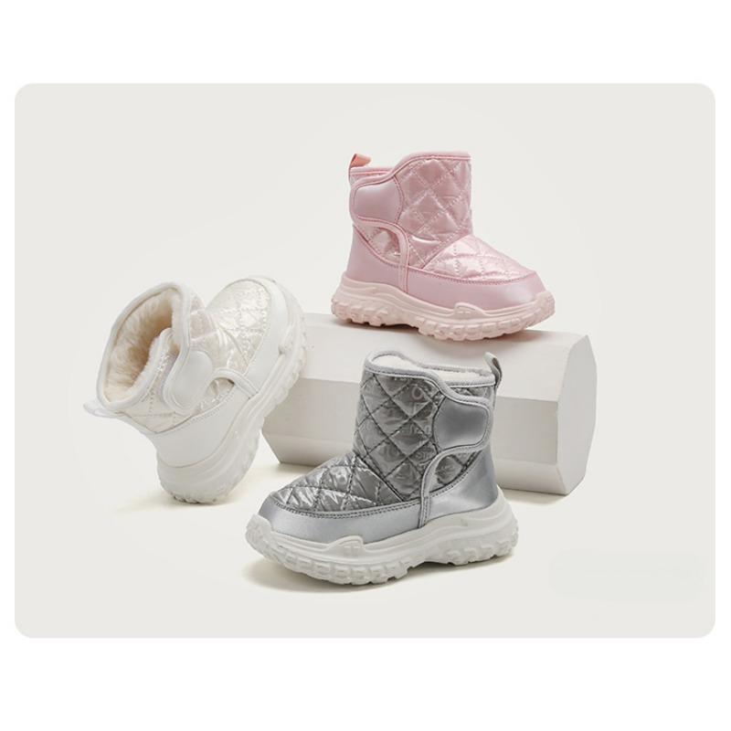 Модные универсальные однотонные высокие сапоги с липучками, утолщенные детские зимние сапоги, повседневная хлопковая обувь, теплые хлопковые сапоги для мальчиков и девочек