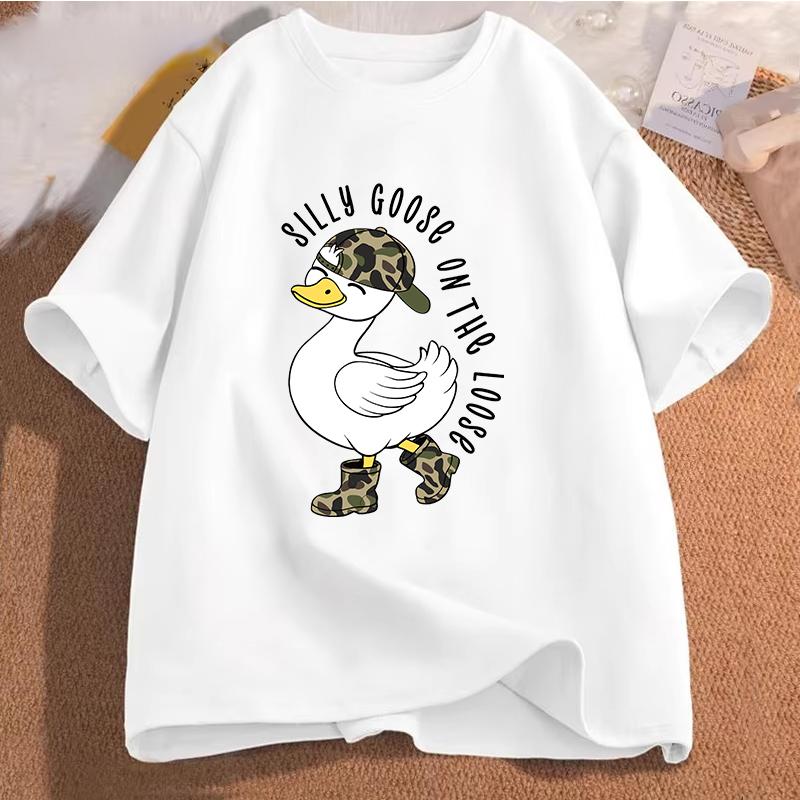 Silly Goose On The Loose T Shirts for Men Women Funny Cowgirl Western Tee Shirt 90s Fashion Graphic T-shirt Short Sleeve Clothes