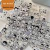 Журнал Девушки из Манги 'Небо': Большой блокнот-стикер с клейкой основой и черно-белыми линиями для планшетов.