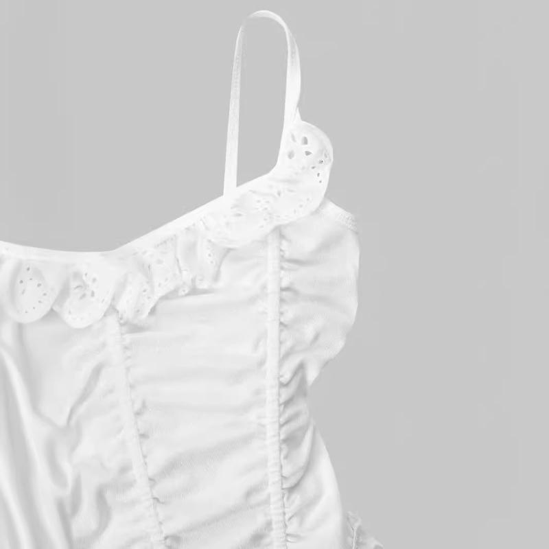 Европейский и американский Y2K кружевной подолом сексуальный жилет-камисоль