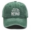If my mouth doesn't say it, my face will" Print Adjustable Baseball Hat, Woman's Cap Trendy Cozy Sun Protective Sun Protection Snapback Baseball Cap