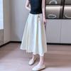 Новая юбка Сиши в китайском стиле Весенне-летняя юбка Однотонная Длинная в китайском стиле Повседневная и универсальная Приталенная Юбка с большим клешем