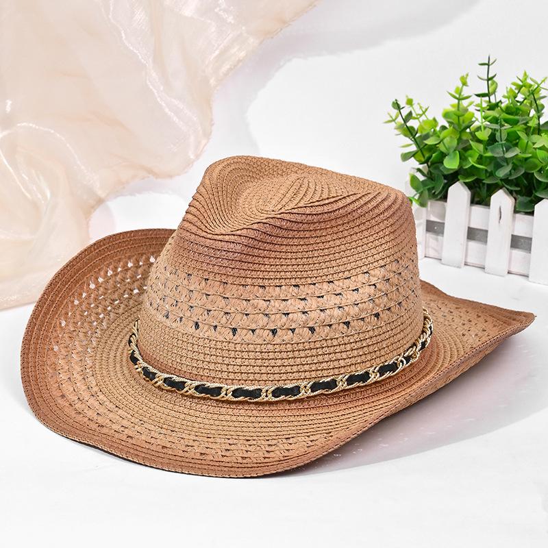 Western cowboy hat male retro ethnic style jazz hat children show face small straw hat sunscreen sun hat wholesale