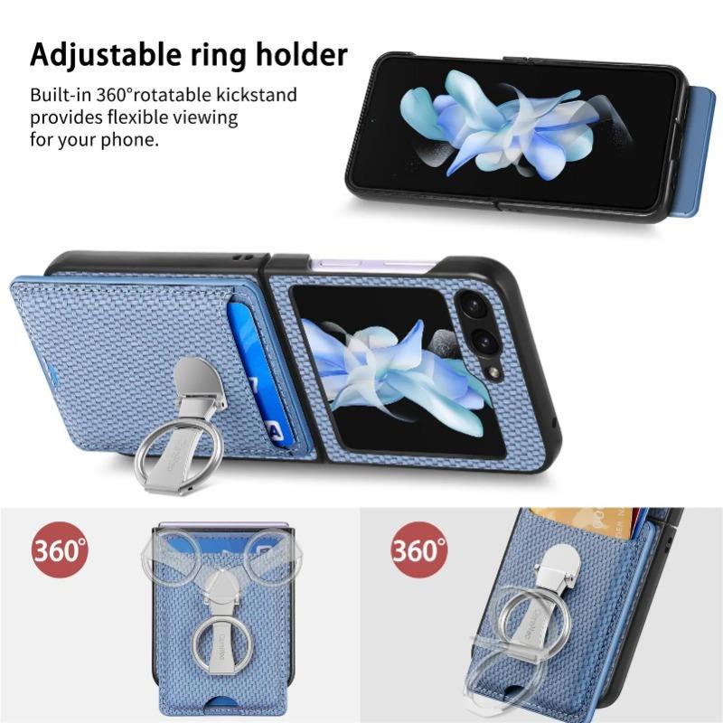 Walley Card Ring Holder кожаный чехол для телефона Samsung Z Flip 6 5 4 3 5G Многофункциональное кольцо-подставка Защитная задняя крышка Z Flip6 Flip5 Flip4 Flip3