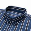 Mens 4-Way Stretch Collared Wrinkle-Free Button-Down Shirts, Business Casual Long Sleeve Silky Sheen Looking Striped Dress Shirt