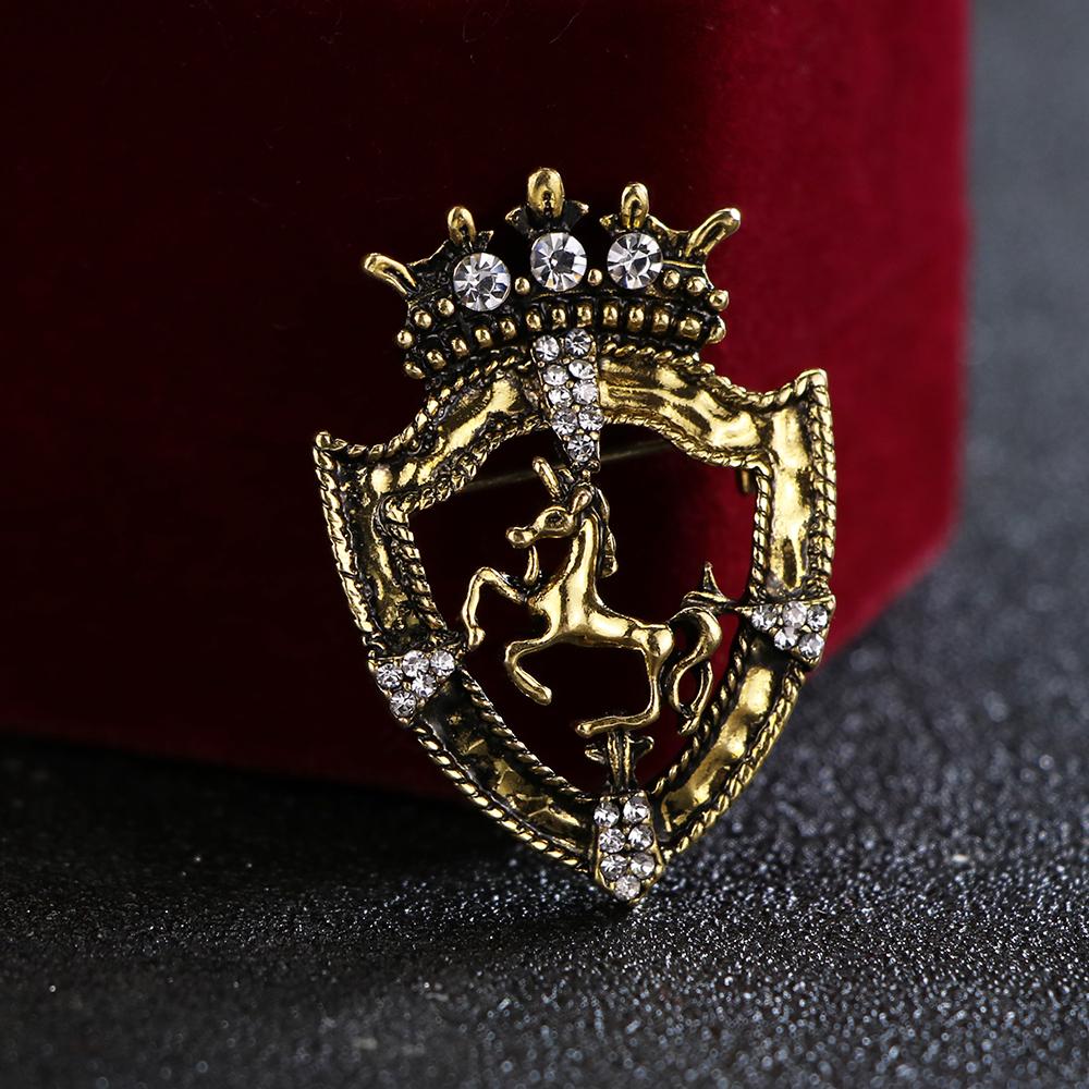 Новая винтажная брошь в виде маленькой короны со стразами для мужского костюма, корсаж, значок на лацкан в виде лошади, одежда и аксессуары