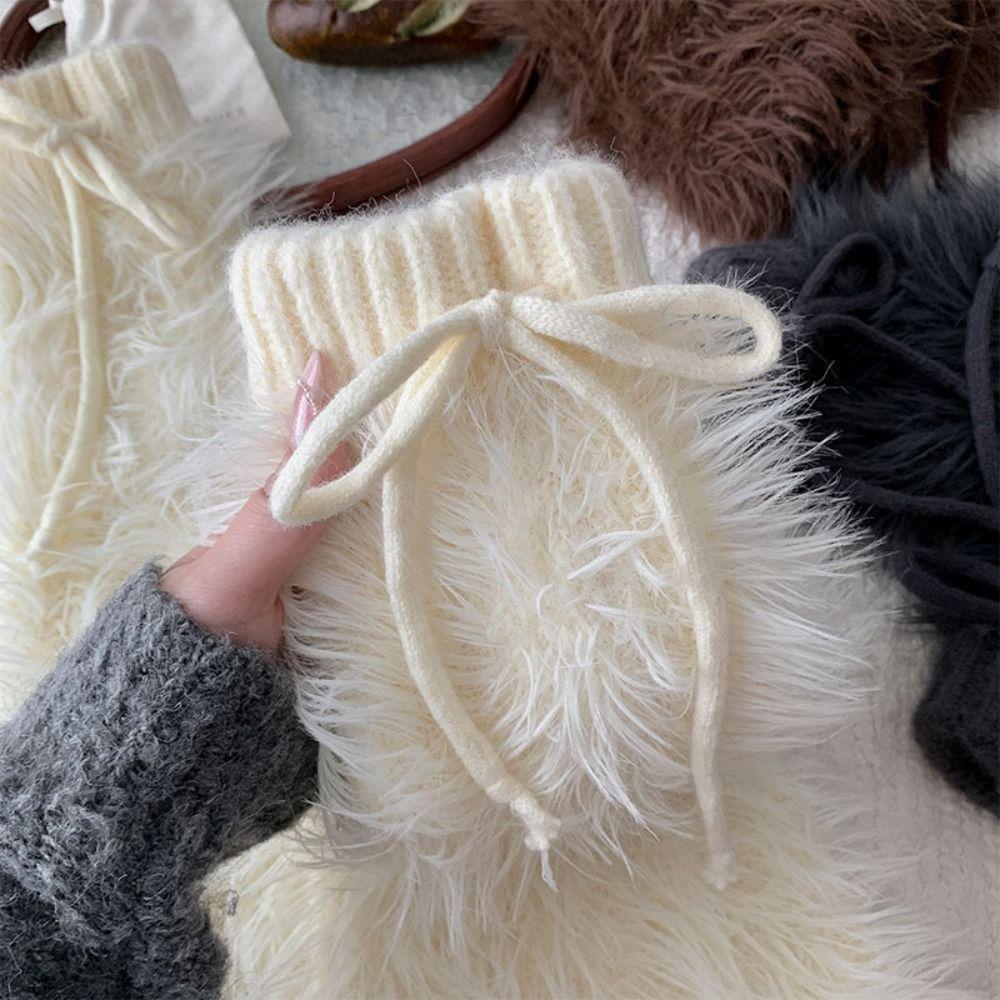 Knitted Winter Leg Warmers Y2K Plush Leg Coverings Soft Furry Leg Warmers Accessories