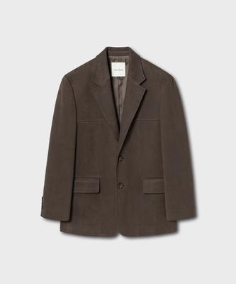 Nonblank Suede Oversized Jacket_Brown