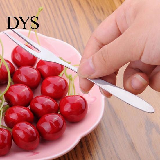 Вилки для фруктов 10 шт. Многоразовые шпажки для фруктов Круглые зубцы Нержавеющая сталь 304 Дегустационные Сталь 2-зубцовые Пищевой класс Десерт Кухонные инструменты