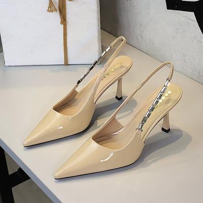 Модные женские туфли на высоком каблуке 9,5 см, женские туфли-лодочки из лакированной кожи на шпильке, с одинарным кристальным ремешком на щиколотке, женские дышащие танцевальные туфли