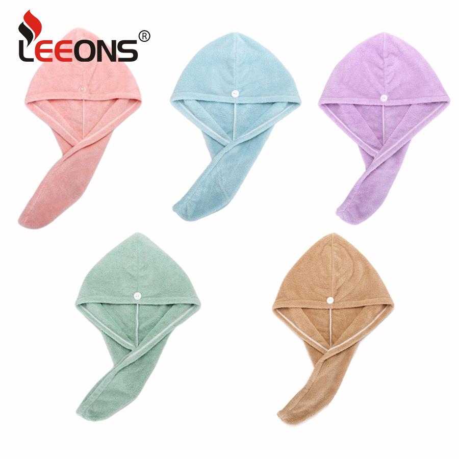 Hair Towels Wrap For Women Fast Drying Hair Turban Super Absorbent Wet Hair Wrap Towel With Button Dry Towel Cap For Bath