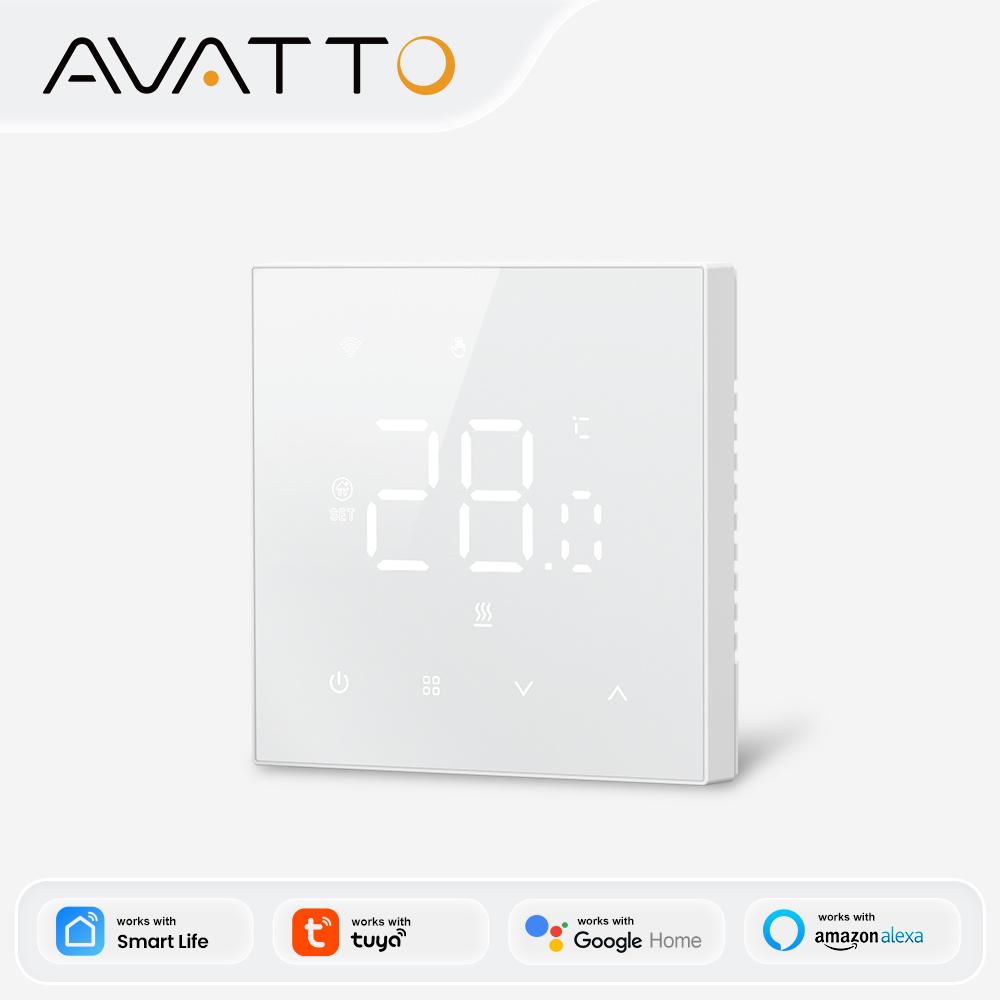 AVATTO WiFi Термостат для отопления 220В, Умный электрический контроллер температуры для водяного напольного отопления Tuya Google Home Alexa Alice