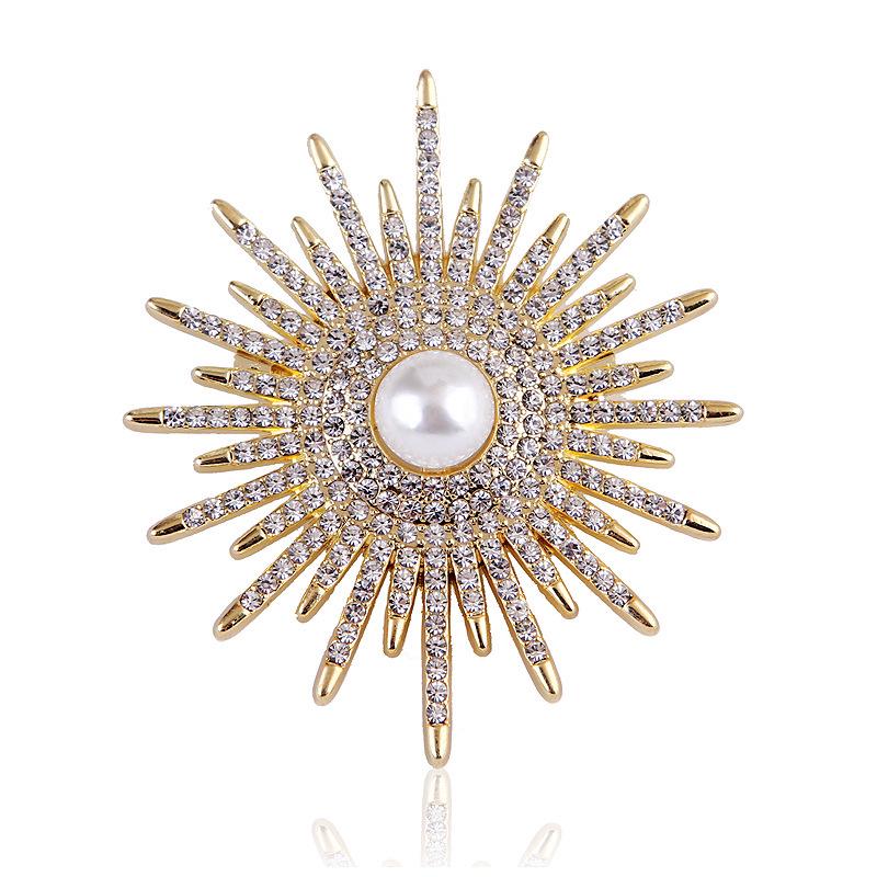 Брошь Lanhao Sunflower Pearl & Diamond Star: Экологичный модный аксессуар для женщин