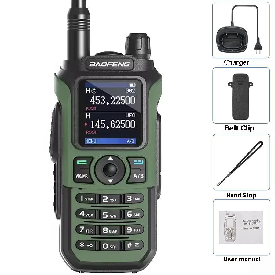 Baofeng UV-21 Pro Waterproof Walkie Talkie V2 Multi-band Portable Ham Two Way Radio Wireless Copy Frequency Type-C For Hunting