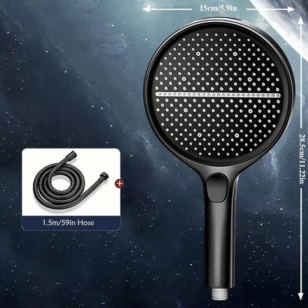 Черная 15 см Большая панель 4 режима Насадка для душа с усилением давления Высокое давление Большой поток Распылитель Массажный душ Аксессуар для ванной