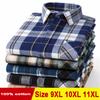 Мужские фланелевые рубашки в клетку больших размеров 11XL 10XL 9XL с длинным рукавом, из хлопка, модные, повседневные, мягкие, стандартной посадки, мужская рубашка, блузка, одежда