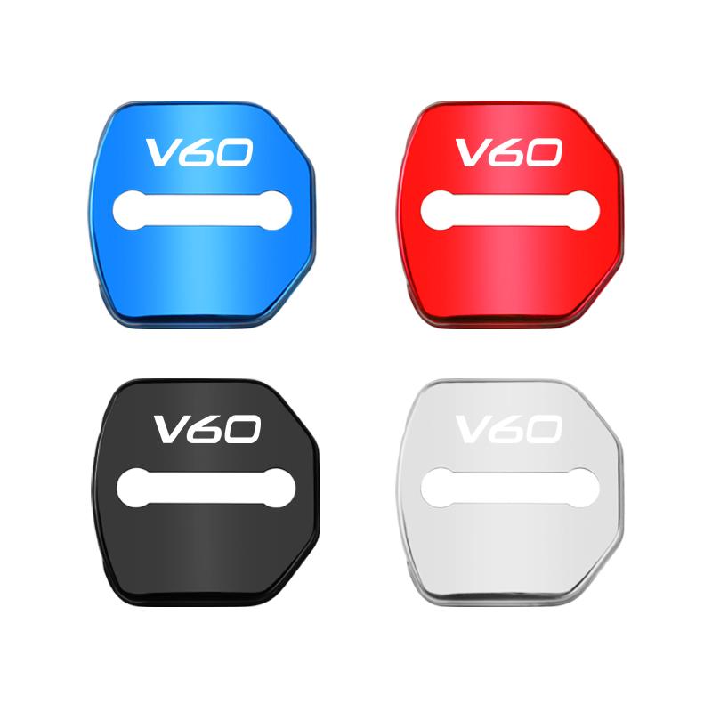 4PCS Car Emblems Door Lock Buckle Cover Protection Stickers Accessories For Volvo S90 XC60 V40 V90 XC40 XC90 V60 S60 Rdesign AWD