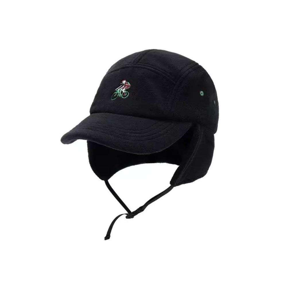 Fashion Patchwork Color Baseball Hats with Ear Flaps Thickened Warm Bomber Cap Biker Hats Autumn and Winter