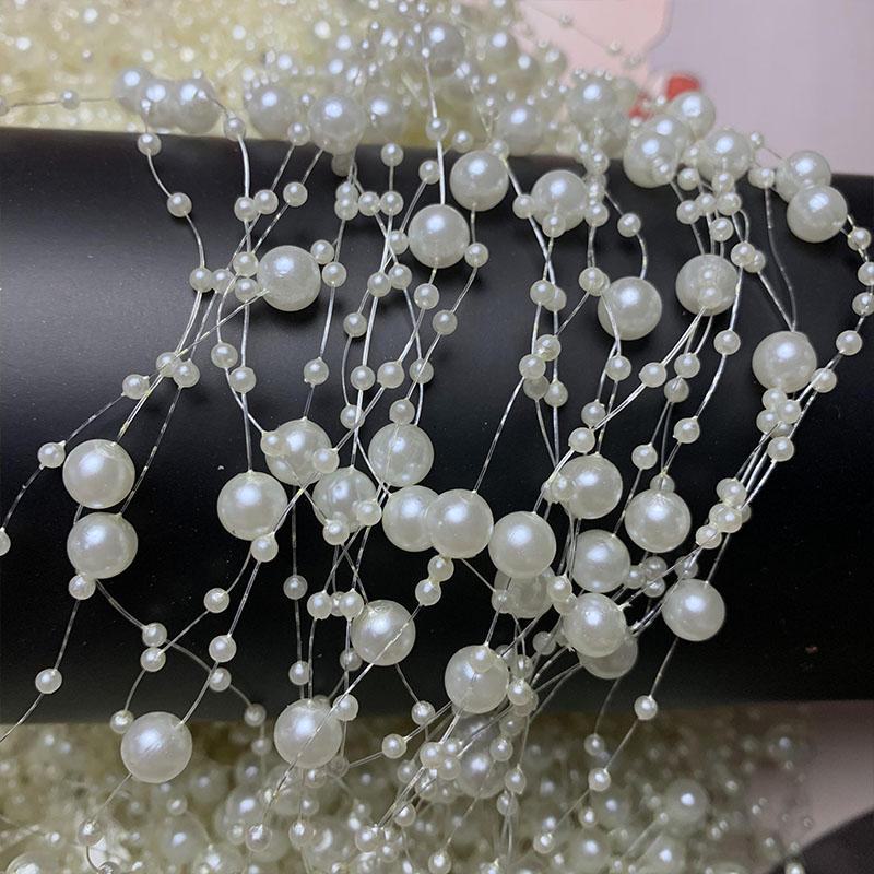 Цепочка из бусин с имитацией жемчуга и цветными кисточками для создания свадебных аксессуаров для волос и букетов для рук своими руками