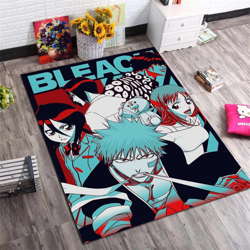 BLEACH Kurosaki Ichigo Bankai Area Rug Non Slip Rubber Back Floor Mat Washable Anime Carpet For Otaku Bedroom Home Decor