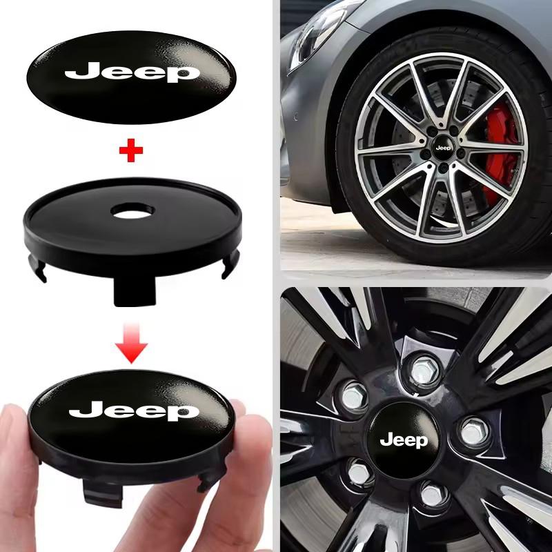 For Jeep 4pcs Car Wheel Hub Protective Cover Universal Anti-Dust Center Cap Cherokee Wrangler JK Gladiator Compass Renegade AKO1