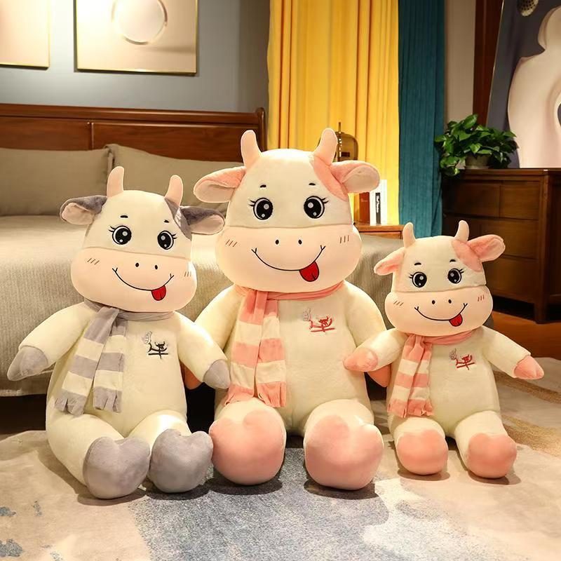 Игрушки Милая Кукла-Корова Маленькая Плюшевая Игрушка Корова Кукла-Корова из Китайского Зодиака Тканевая Кукла Новогодний Подарок Подарок на День Рождения Девочки