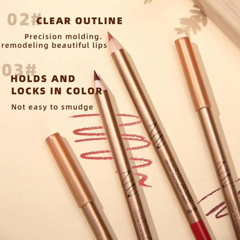 Набор карандашей для губ. Цвет не так прост в использовании. Стойкий антипригарный карандаш для губ в золотом тюбике. 12 цветов для макияжа.