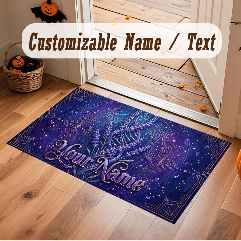 Fantasy Magic Theme Crystal Velvet Floor Rug Personalized Custom Name Text Warm Carpet Home Decoration