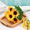 5/7/22 Heads Decorative Bright Yellow Real Touch Artificial Flower Fake Flores Bouquet Wedding Decoration Silk Sunflower