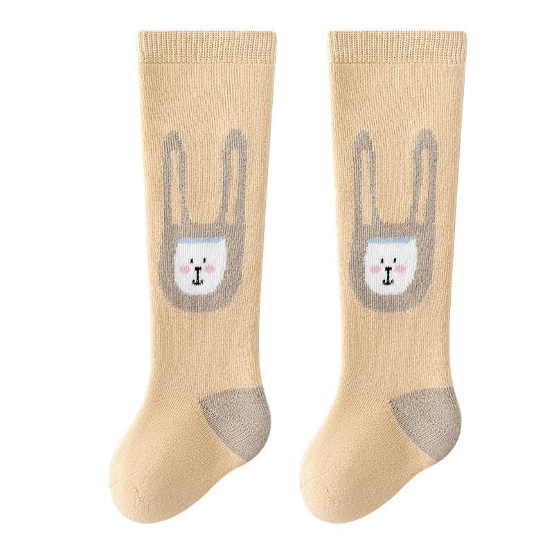 Новые носки с милым мультяшным кроликом для малышей и новорожденных, махровые носки с мехом внутри, длинные детские платные носки