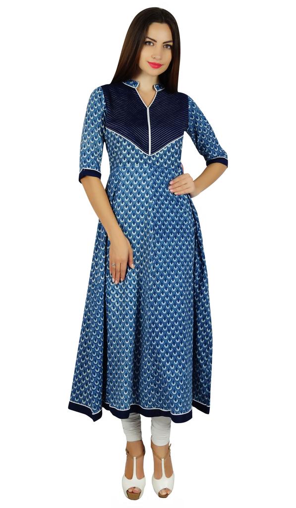 Bimba Women Ethnic Anarkali Kurta Block Print Designer Kurti Casual Wear