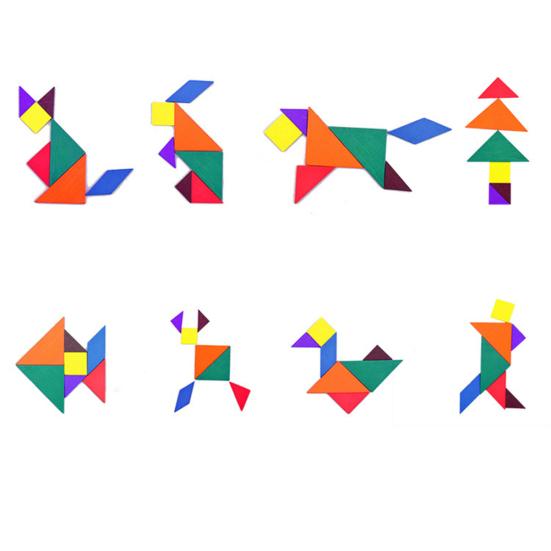 Красочные деревянные головоломки-головоломки Tangram для детей