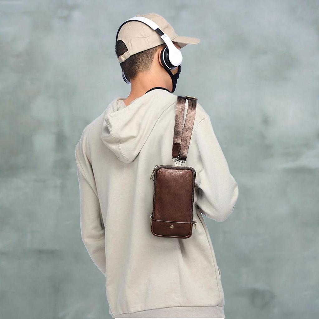 Маленькая сумка через плечо для мужчин, сумка на ремне из натуральной кожи с держателем для карт, поясная сумка для мобильного телефона