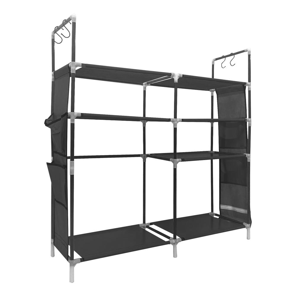 Nyana Home Modular Shoe Rack for Up To 21 Pairs 95x90x27cm, 4 Side Pockets 4 Heights