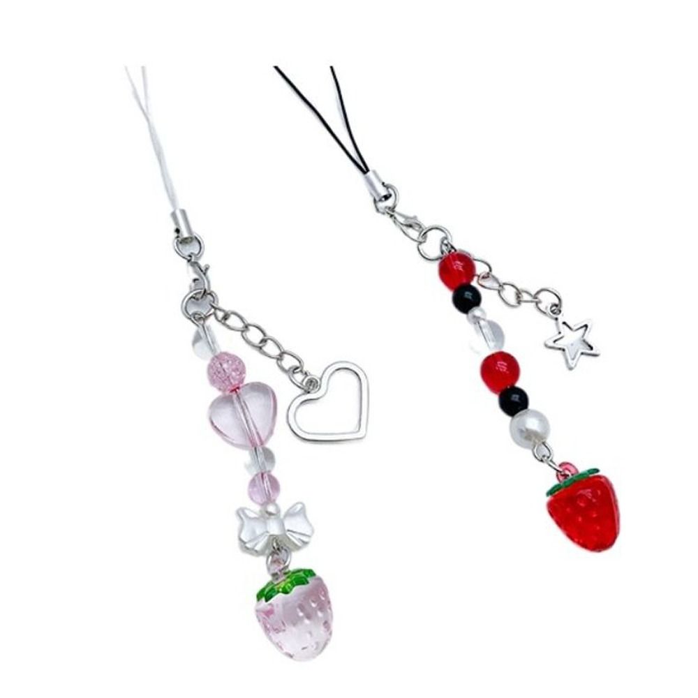 Орнамент бант мобильный телефон ремешок цепи Y2K клубника сердце бант брелок для девочек